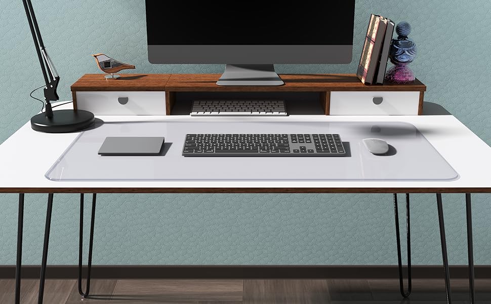 Oterri Clear Writing Desk Pad, Heat Resistant Waterproof PVC Round Edge Durable