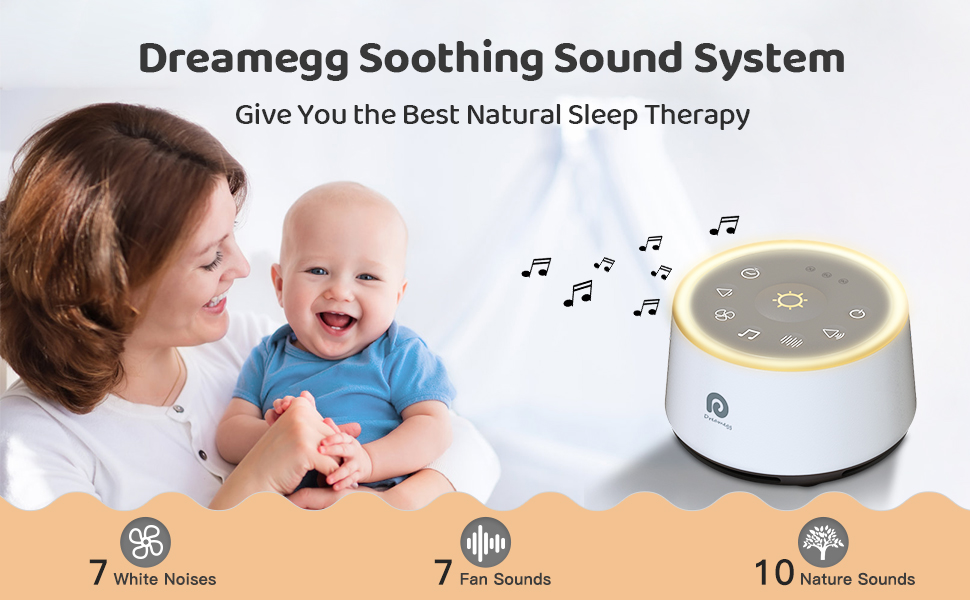 Dreamegg White Noise Machine, D1 Sleep Sound Machine with Night Light for Baby Kid Adult, 24