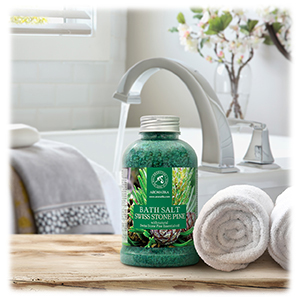 SEA SALT AS A BATH ADDITIVE WITH NATURAL SWISS STONE ESSENTIAL OIL 