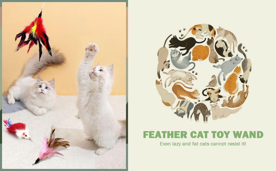 onebarleycorn Cat Feather Toys,Cat Toy Feathers for Indoor Cats Kitten