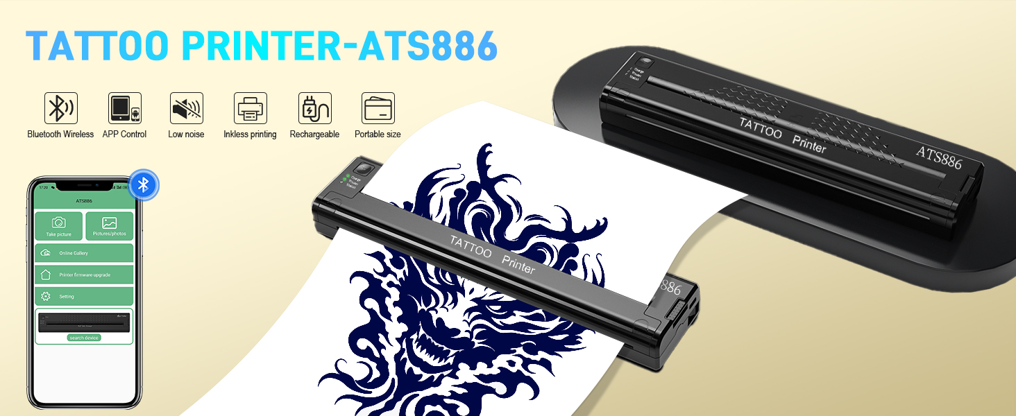 Amazon.com: YILONG Tattoo Stencil Printer, Bluetooth Thermal