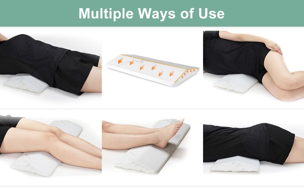 Upgrade Lumbar Pillow for Sleeping, Memory Foam Bed Back Support Cushion