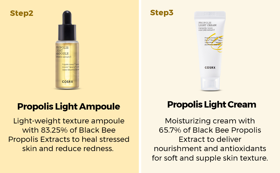 light ampoule, proplis extract, heal stressed skin, reduce redness
