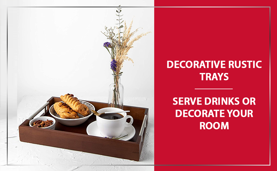 bamboo serving tray food set eating large decorative tiered outdoor indoor modern farmhouse ottoman