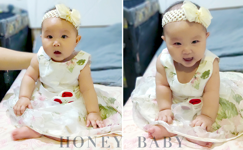 Amazon Co Jp Honey Baby ベビードレス ベビーデイジー 赤ちゃん 結婚式 フォーマルドレス 花柄 プリンセス ドレス 出産祝い お宮参り お誕生日 記念写真 1歳バースデー 子供服 女の子 新生児 セレモニードレス 60cm 100cm 服 ファッション小物