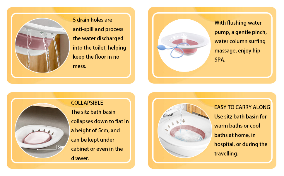 DMSELL Foldable Sitz Bath for Toilet with Flusher, Portable Seat Sitz