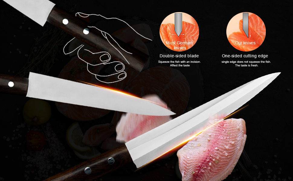 XYJ Japanese Sashimi Sushi Knife 8 inch Yanagiba Knife Chef's Fillet