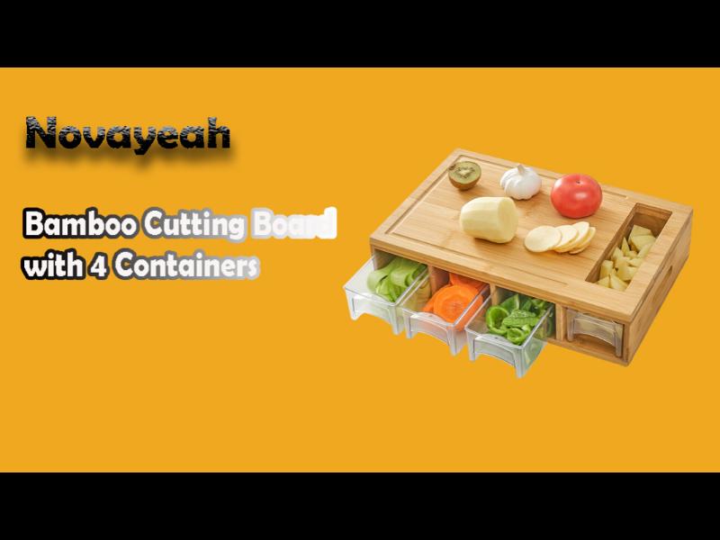 Amazon.com: NOVAYEAH Bamboo Cutting Board with 4 Containers