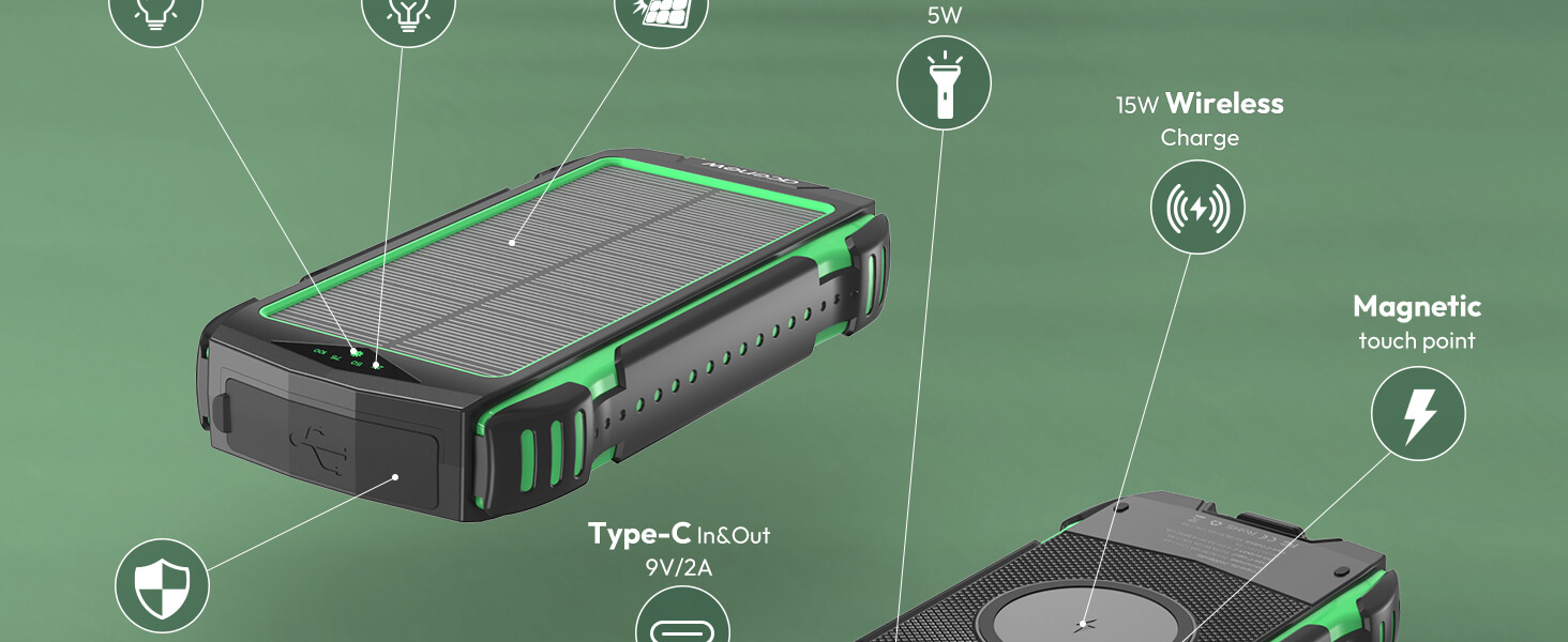 flashlight generator car magnetic brick packs large rechargeable pocket chargwr cellphone solor