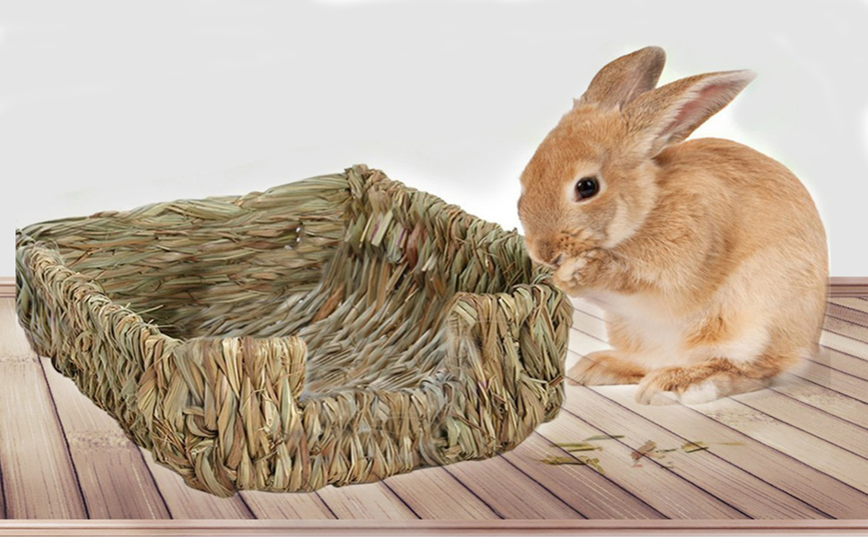 Tfwadmx Rabbit Grass Bed Portable Bunny Straw House