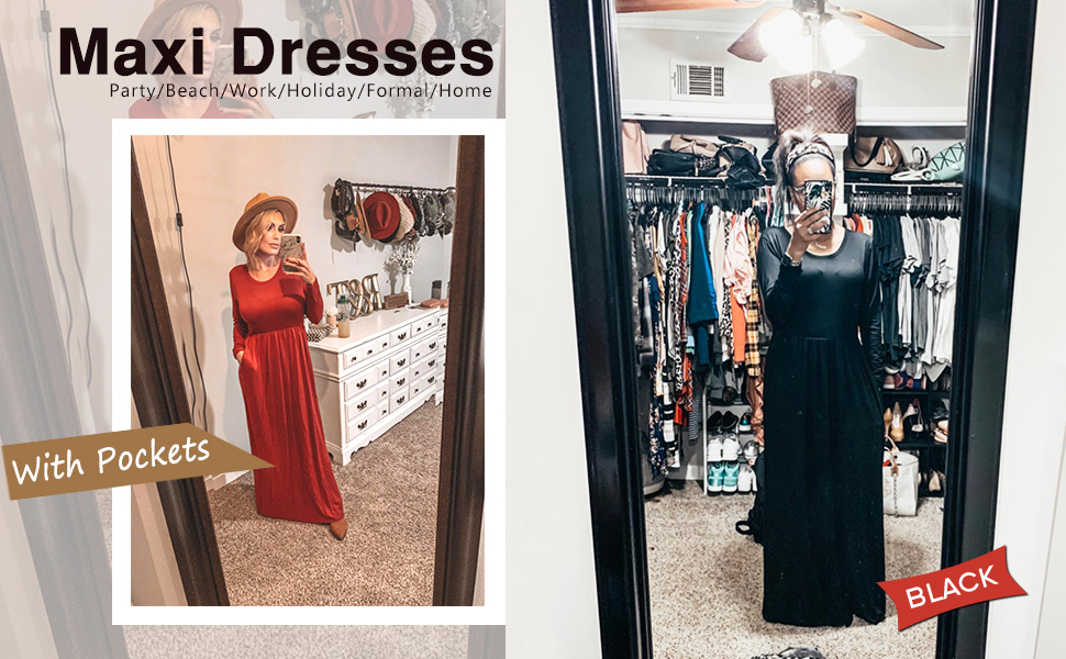 Long Sleeve Loose Plain Maxi Dresses