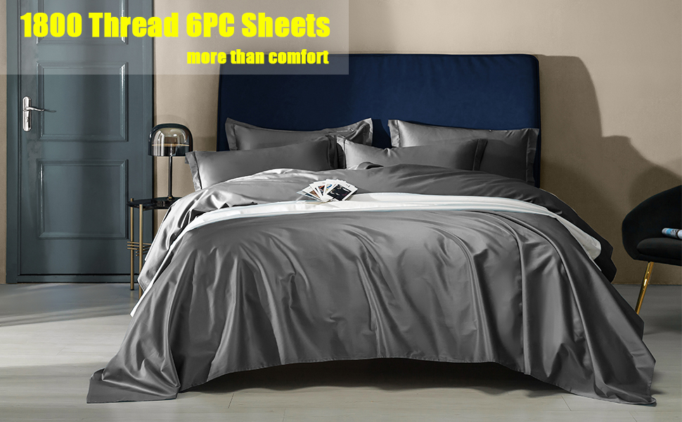 SAKIAO 6PC California King Bed Sheets Set Brushed