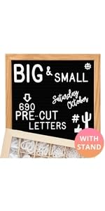 black letter board with wooden organizer
