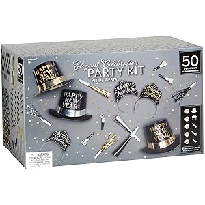 new years eve 2020 nye ball drop party black gold silver supplies leis hats headband noisemakers 