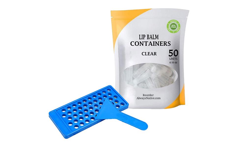 Chapstick Containers Leere Tube, Lip Balm Container Tray Kit mit Fülltablett und Spachtel, 50 Clear