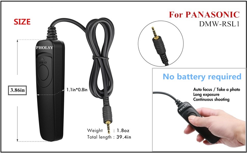 PHOLSY P6 Shutter Remote Control Cable Camera Release for Panasonic S5