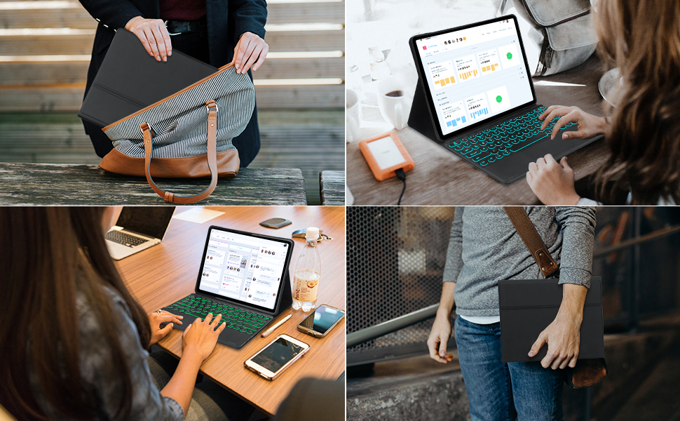 ipad pro 12.9 2020 keyboard case quick response Triple-fold design Easily set up trackpad touchpad