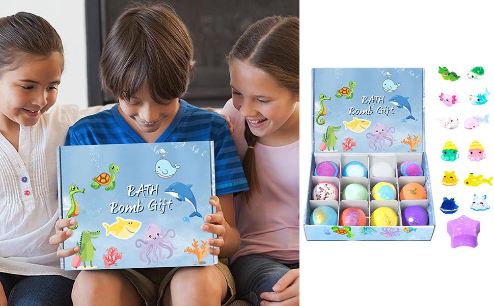 Kids Shower Balls,12 Pack Coloful Bubble Shower Balls with Surprise