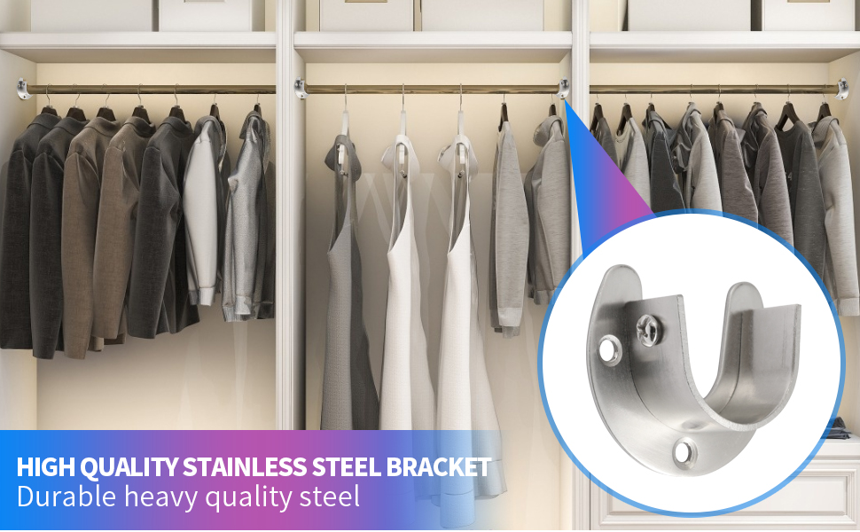 Creatyi Heavy Duty Closet Rod Brackets Closet Shower Rod