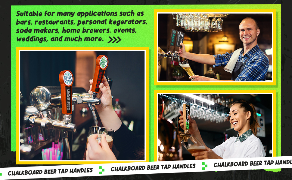 Queekay 12 Pcs Chalkboard Beer Tap Handles Wooden Walnut Keg Tap Handle With Chalk Markers For Bar Taps Handles Gift For Beer Lovers Home Brewers Bars Restaurant Wedding (Oak