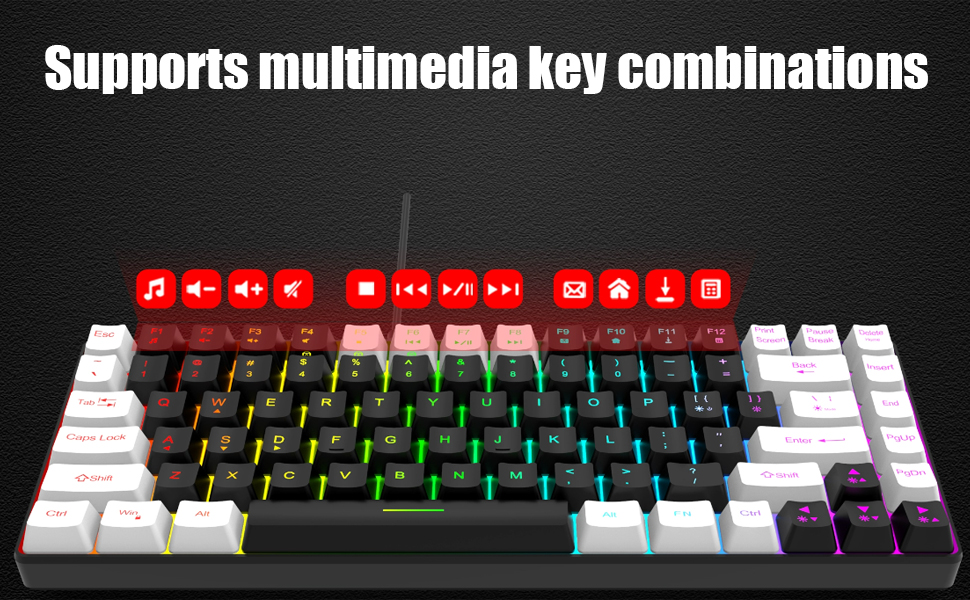 80% Mechanical Gaming Keyboard, 84 Keys Hot Swappable Wired