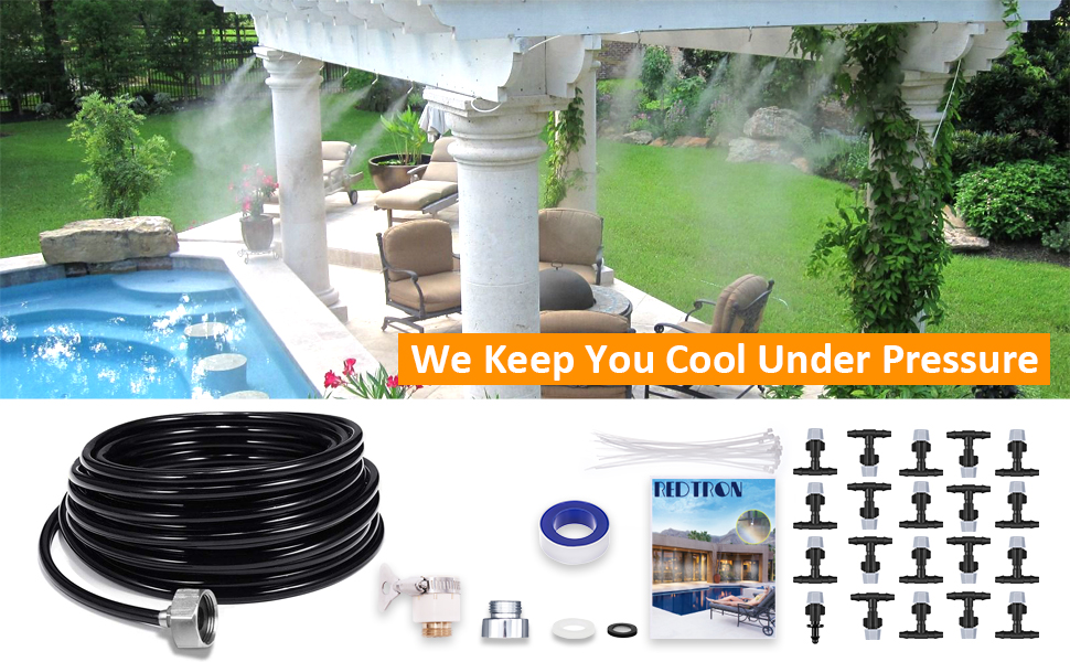 REDTRON 32.8FT Mist Cooling System, Patio Misting System with 10