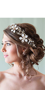 Floral Wedding Headpiece Gold