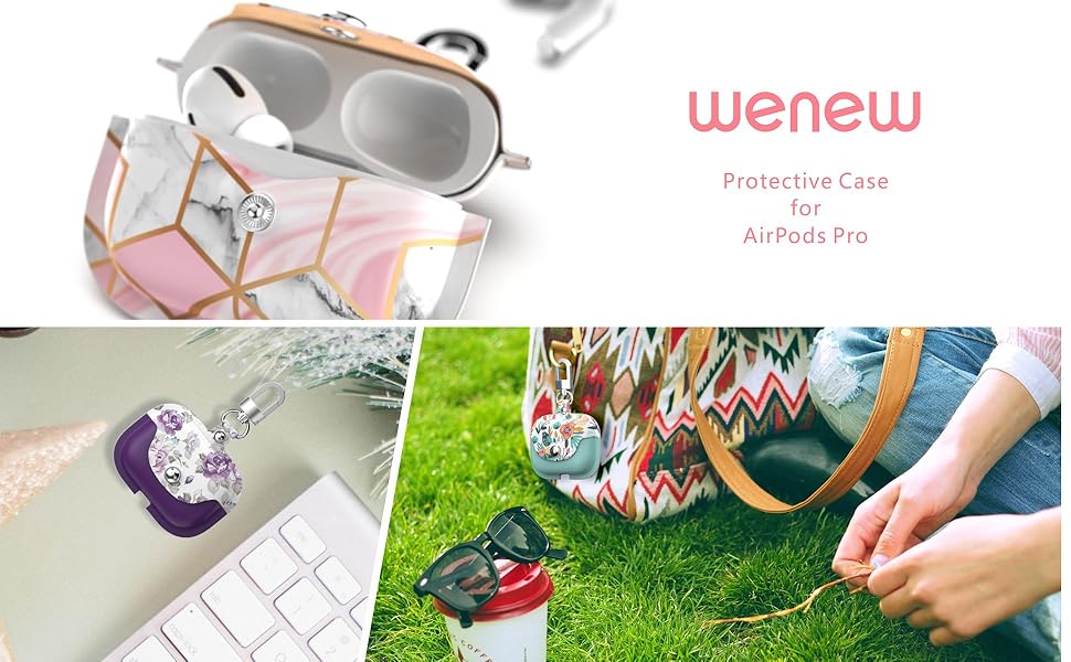 wenew Leather Case for Airpods Pro 2019, Glitter Sequin