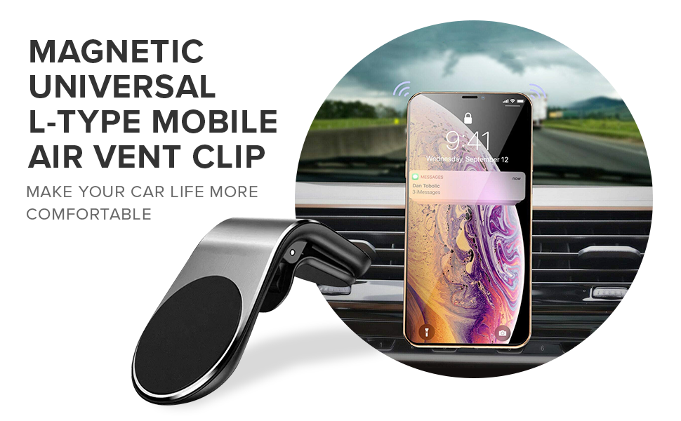 Magnetic Universal L Type Mobile Air Vent Clip