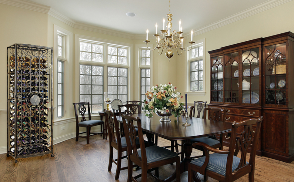 Wine Enthusiast 96 Bottle Wine Jail, Antiqued Steel Home