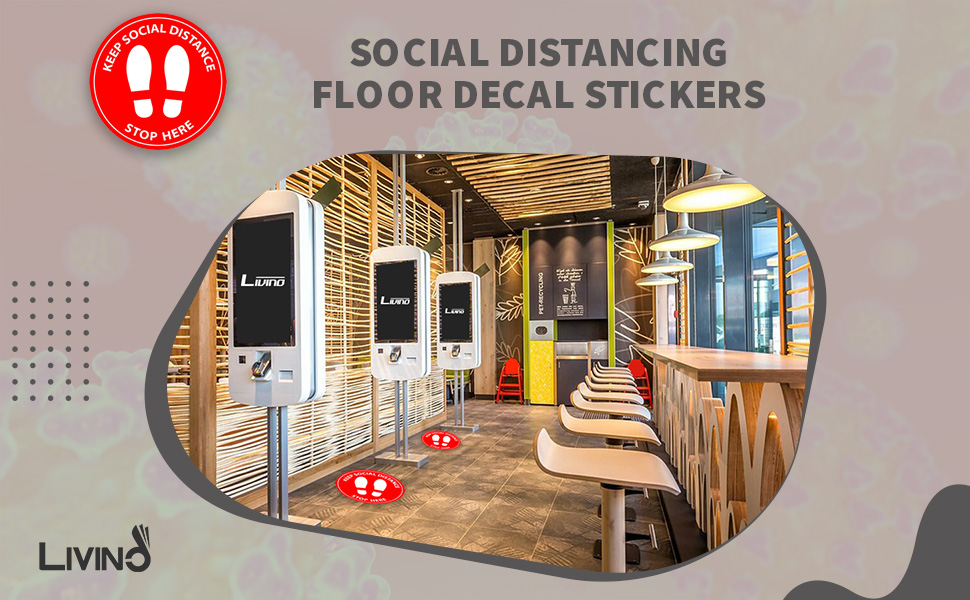 Pack of 10 Social Distancing Floor Stickers 11 inch 6 Feet Apart