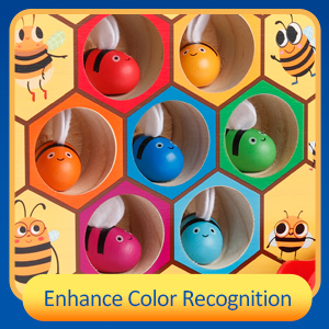 Coogam Toddler Fine Motor Skill Toy, Clamp Bee to Hive Matching Game, Montessori Wooden Color Sorting Puzzle, Early Learning Preschool Educational Gift Toy for 3 4 5 Years Old Kids 13 boy girl IQ recognition gift Christmas birthday anniversary