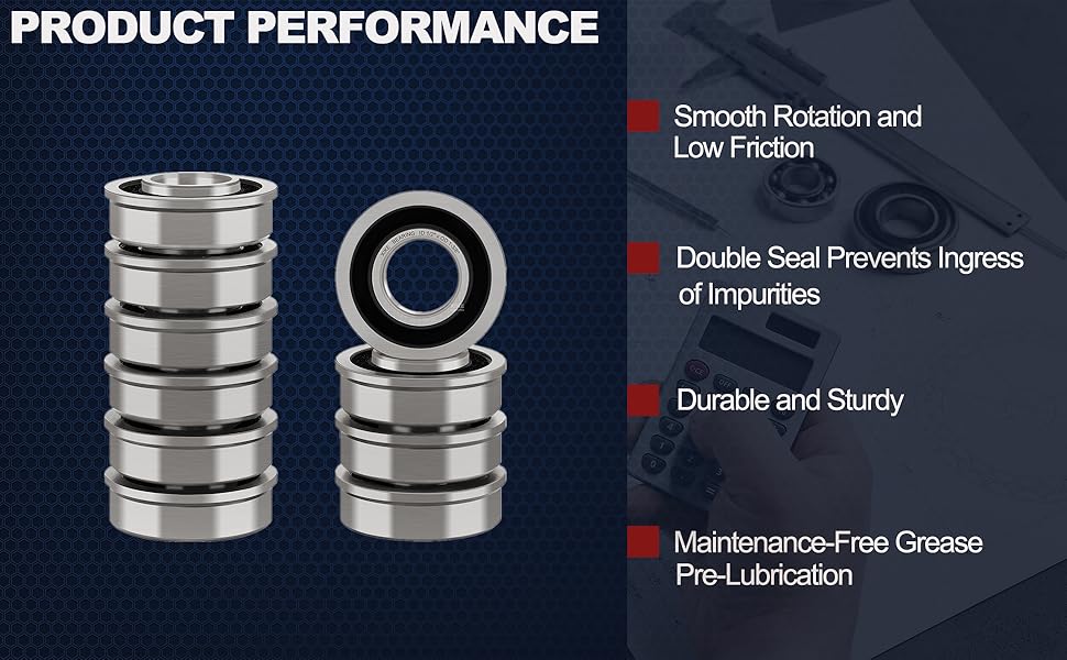 XiKe 10 Pack Flanged Ball Bearings 1/2" x 13/8" x 1/2