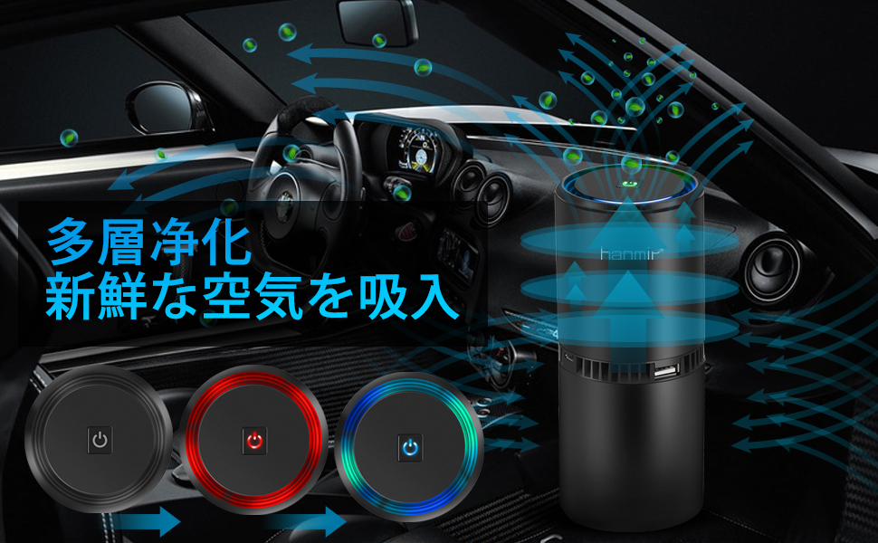 【安心の匿名配送】空気清浄機　車載空気清浄機　新品未使　AirecoV1 車載空気清浄器 空気清浄機 除菌消臭 タバコの煙/塵/花粉イオン