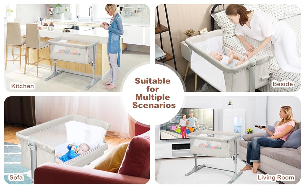 baby bassinet for bedside, sofa, living room, kitchen
