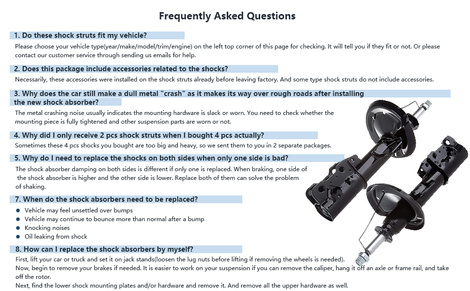 ECCPP 4 pcs for Kia Front Rear Shocks Absorbers for 2002