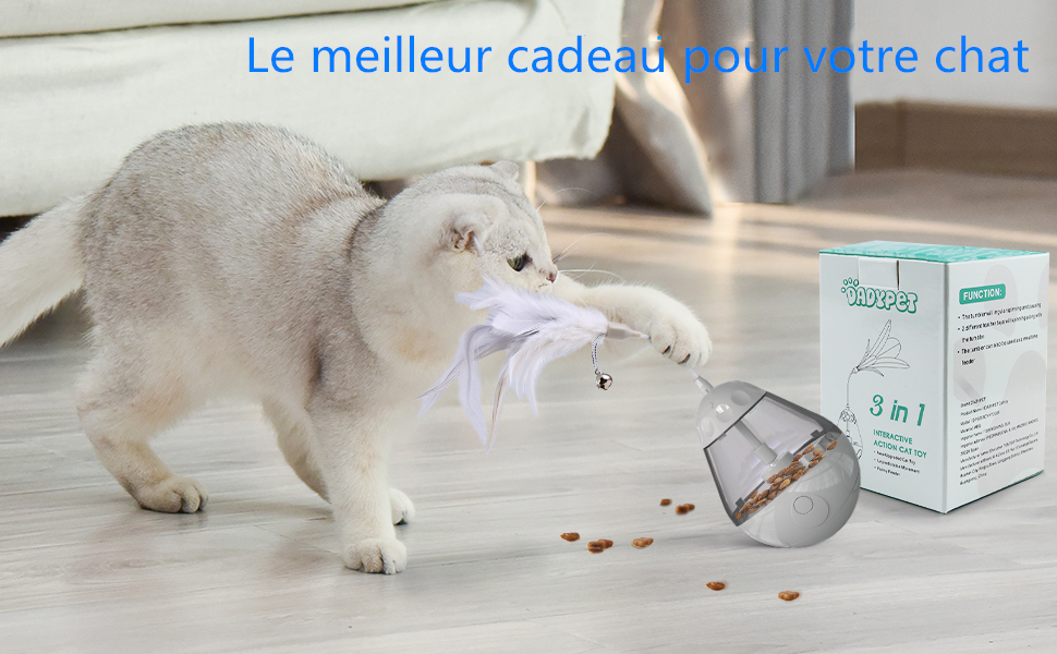 Dadypet Jouet Pour Chat Jouet Chat Interactif Jouet Chat Rotatif Automatique 3 En 1 Jouet En Plume Pour Chat Et Distributeur De Nourriture Pour Chat Amazon Fr Animalerie