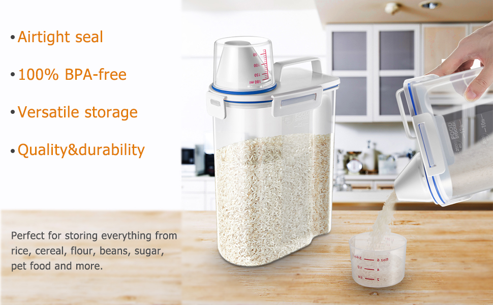 Rice Storage Container Cereal Container Bin with Pour