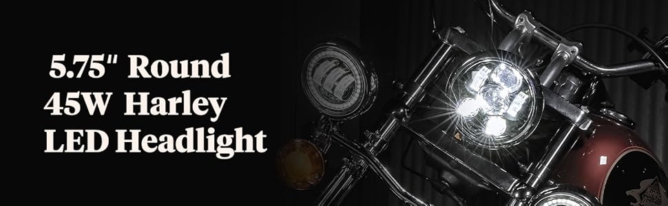 1pc 45W 5.75" Round Harley LED Headlight on Motorcycle.