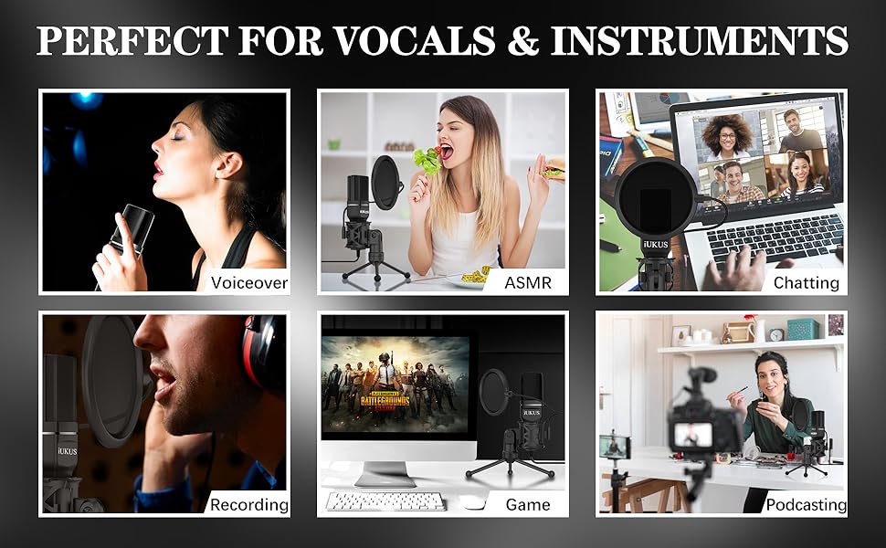 IUKUS USB Microphone, PC Microphone USB Condenser Recording Gaming Mic