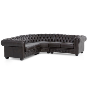 Chesterfield Ecksofa antik braun Freisteller