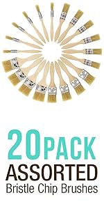 20 Pack Assorted Bristle Chip Brushes