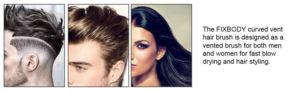 FIXBODY Curved Vent hair Brush for Blow Drying, Styling and Solon