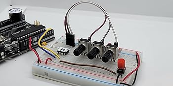 Serial Wombat 4B chip interfacing 3 knobs and a button to single board computer