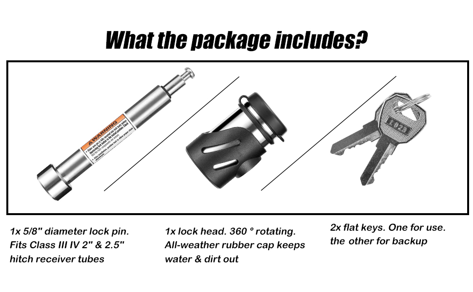 CZC AUTO Hitch Receiver Pin Lock Stainless 5/8 Inch Trailer Receiver Lock for Class III IV 2 21