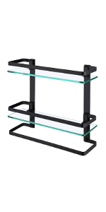 KES Estanteria Baño Aluminio Balda Cristal con Toallero 8MM ...