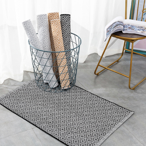 Cotton Doormat Front Porch Rug, Woven Reversible Kitchen Rug Diamond, Farmhouse Layered Welcome Door