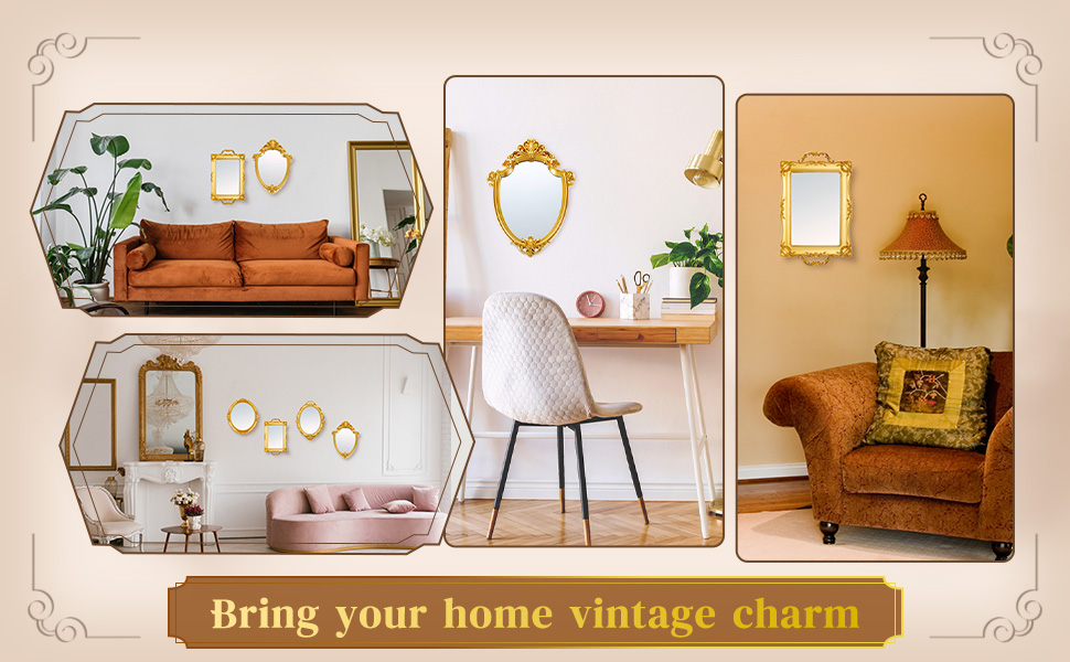 4 Pcs Vintage Gold Mirror Set Including ... 15 B0D478MTCW 4