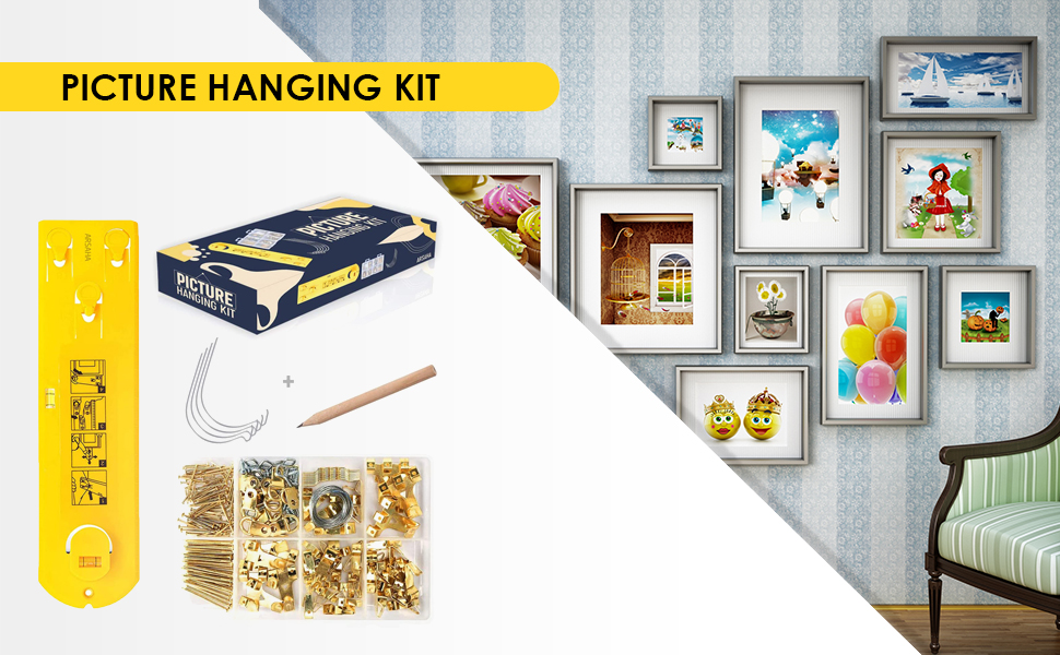 Picture Hanging Kit, Wall Hanging Tool with 201 Pcs Heavy Duty Picture