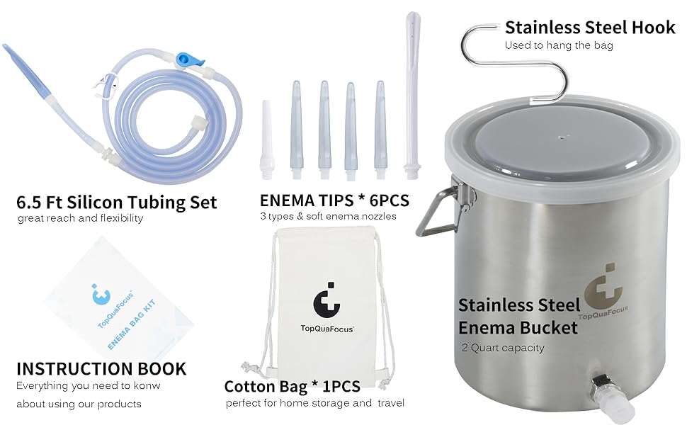 Stainless Steel Enema Bucket 2 Quart Coffee Enema Bucket Colon Cleanse Kit Detox Enemas 03